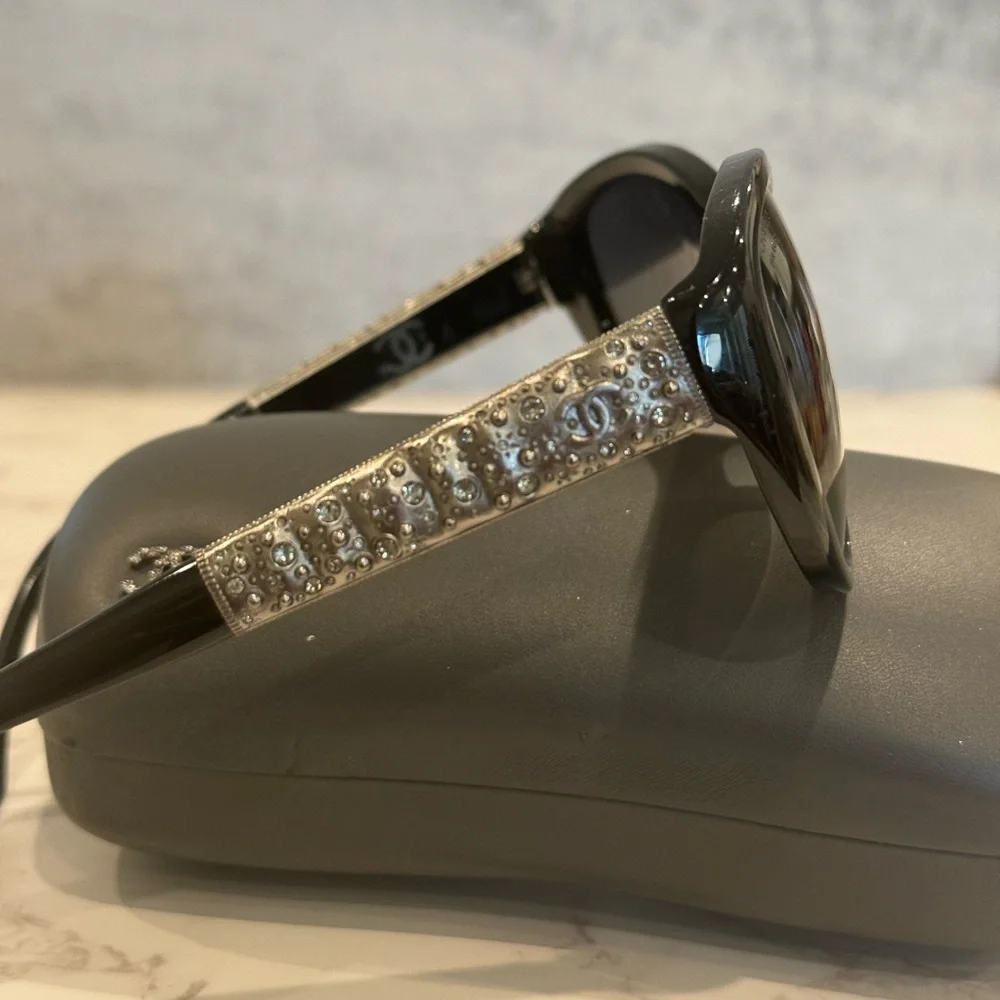 Chanel Cat Eye Acetate & Strass Metal Sunglasses - Picture 5 of 7